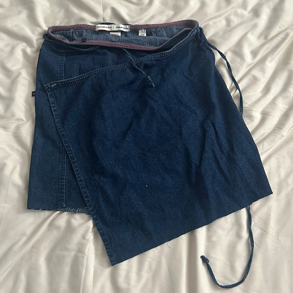 Dark Blue Denim Wrap Skirt A&F